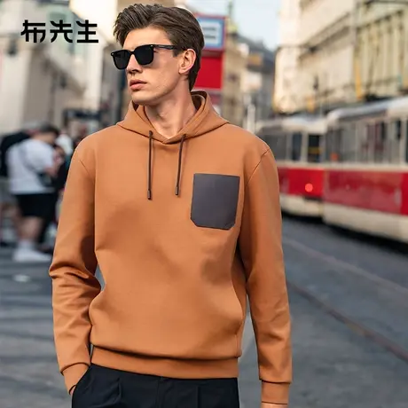 MrBu布先生口袋连帽卫衣男2023秋冬新款中年宽松长袖t恤 BT12278商品大图
