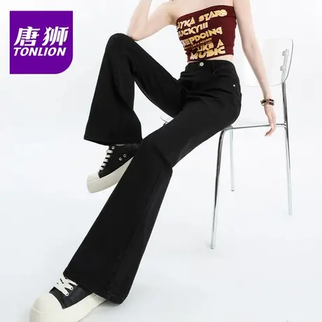 唐狮微喇牛仔裤女2025新款爆款秋季修身弹力潮流韩版黑色裤子VB商品大图