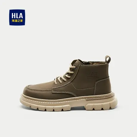 HLA/海澜之家抽绳系带靴子25新时尚加绒保暖英伦风户外休闲鞋子男图片