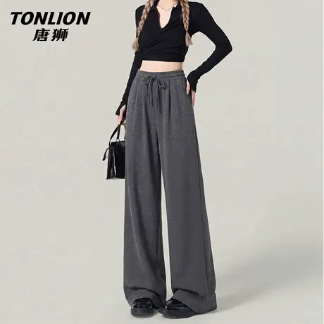 唐狮官方宽松糯米裤女2026新款春季直筒阔腿裤垂感慵懒休闲裤子VC商品大图