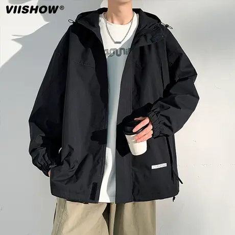 VIISHOW冲锋衣2023秋季新款外套男日系连帽上衣男生宽松百搭夹克商品大图