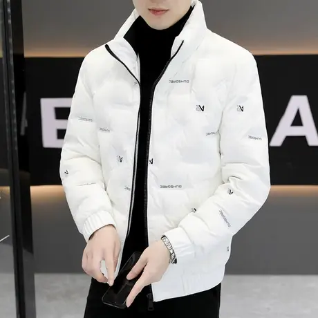 男士立领羽绒棉衣冬季外套新款加厚潮流帅气休闲印花棉服保暖袄子图片