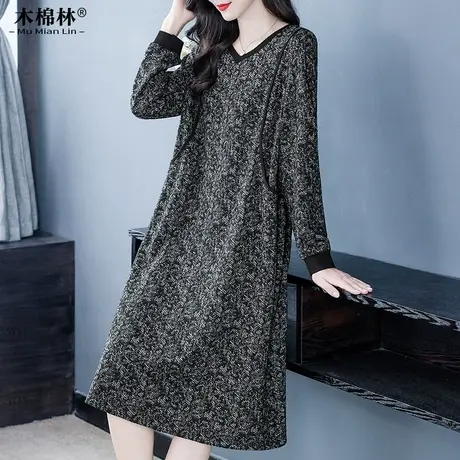 微胖mm加肥加大码气质碎花连衣裙阔太太轻奢别致过膝显瘦中长裙子商品大图