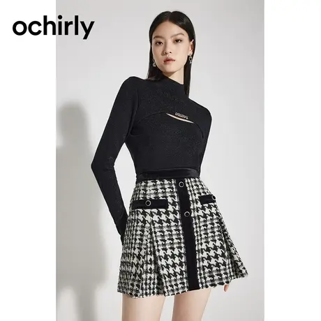 【七七酱专享】欧时力 羊毛半高领毛衣 新款冬修身设计感上衣打底商品大图