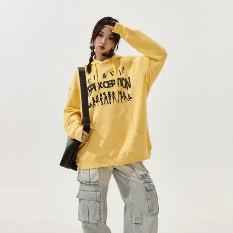 YEP复古潮牌多巴胺连帽卫衣女加绒秋冬2023新款宽松oversize外套商品大图