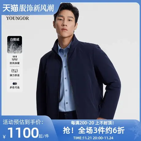 雅戈尔男士羽绒服23冬季新款白鹅绒商务立领短款保暖外套轻薄防寒图片