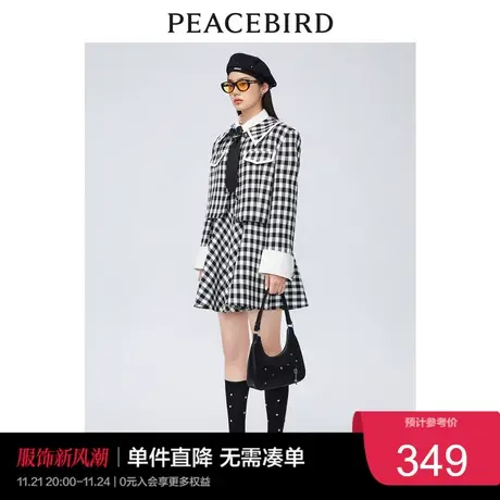 太平鸟年秋季新款气质格纹外套A1BBC3445奥莱图片