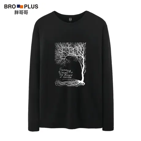 胖哥哥长袖T恤大码男宽松肥佬打底衫胖子体恤加肥加大男装t恤春秋图片