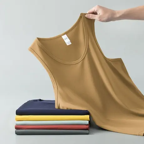 莫代尔棉背心男士夏季纯色冰丝速干凉感无袖t恤运动坎肩健身跨栏商品大图