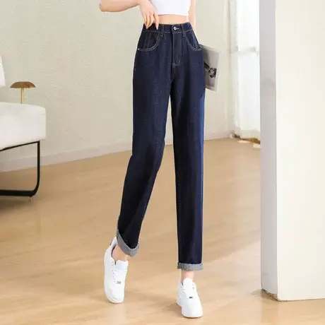 时尚气质直筒牛仔裤2023年夏季新款女士简约高腰显瘦通勤百搭长裤商品大图