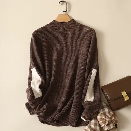 半高领毛衣宽松套头打底衫女春装2024年新款内搭爆款洋气针织衫女图片