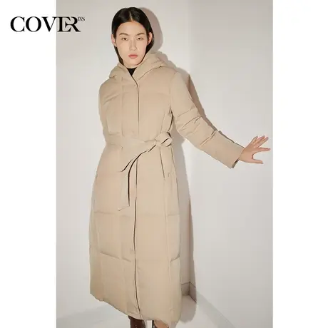 COVER冬季方格绗缝线设计白鹅绒羽绒服商品大图