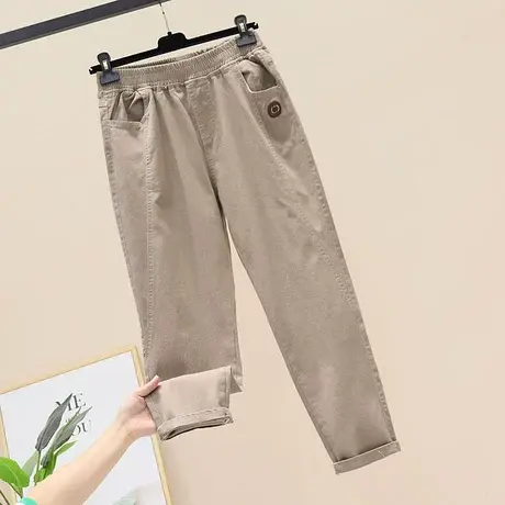 水洗棉休闲裤女老爹裤简约文艺宽松大码显瘦弹力韩版哈伦萝卜裤子商品大图