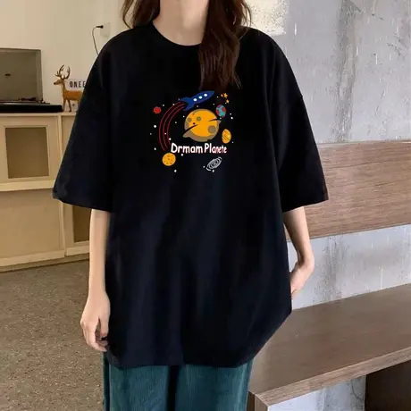 夏季潮流重磅纯棉纯色纯白百搭宽松内搭半袖短袖T恤男打底上衣服商品大图