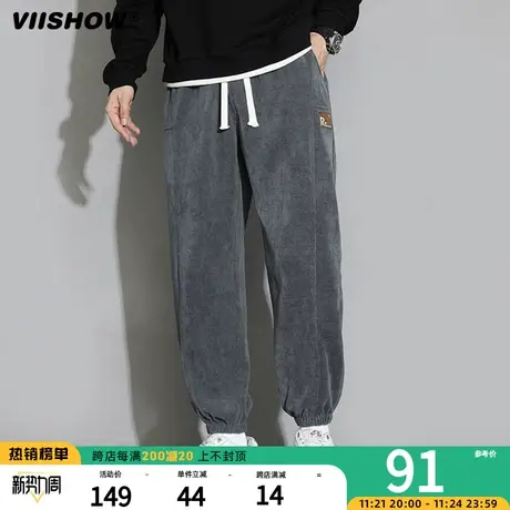 VIISHOW美式卫裤男春秋抽绳百搭高街休闲长裤潮牌宽松束脚运动裤商品大图