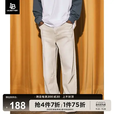 Lilbetter男士牛仔裤2024新款直筒裤cleanfit长裤美式高街裤子潮商品大图