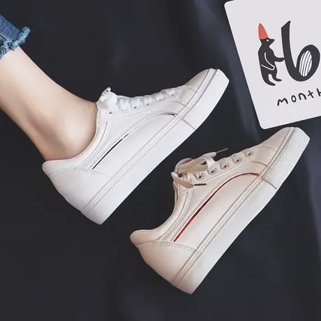 小白鞋女2023春季新款低帮休闲内增高学生韩版街拍显瘦百搭白鞋子图片