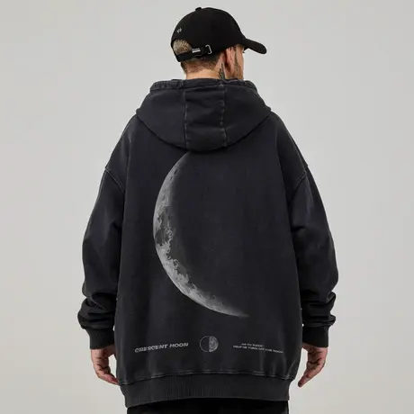 重磅美式复古嘻哈大码卫衣男连帽纯棉水洗做旧高街加绒春秋款春季商品大图