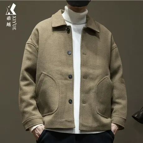 希越加棉加厚棉衣外套男2024春秋款美式翻领夹克宽松大码男士衬衣商品大图