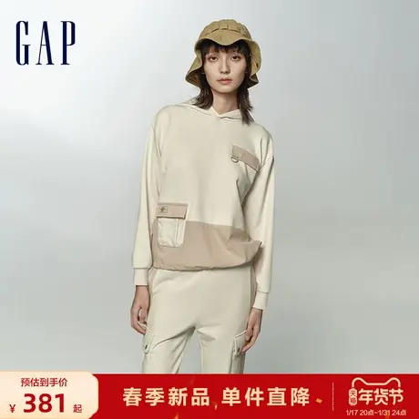 Gap女装2024春季新款落肩袖宽松连帽卫衣可调节休闲上衣874509图片