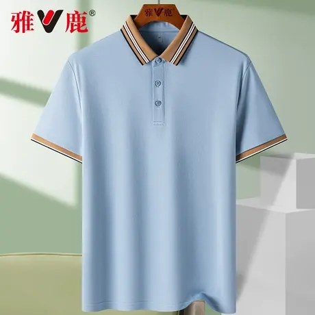 雅鹿男士夏季新款短袖t恤棉质亲肤高端休闲商务打底保罗POLO衬衫商品大图