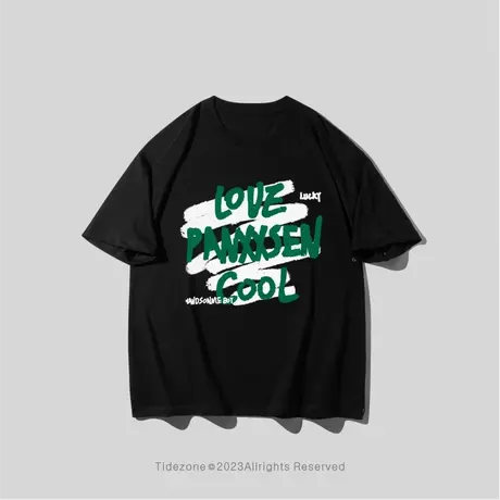 Ohlyah字母LOGO短袖国潮牌男女学生同款夏季简约宽松百搭情侣T恤商品大图