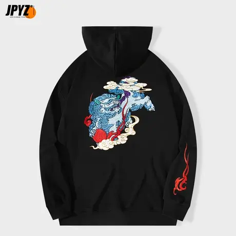 刺绣国潮卫衣男春秋连帽宽松冬季衣服男装大码中国风潮牌长袖外套商品大图