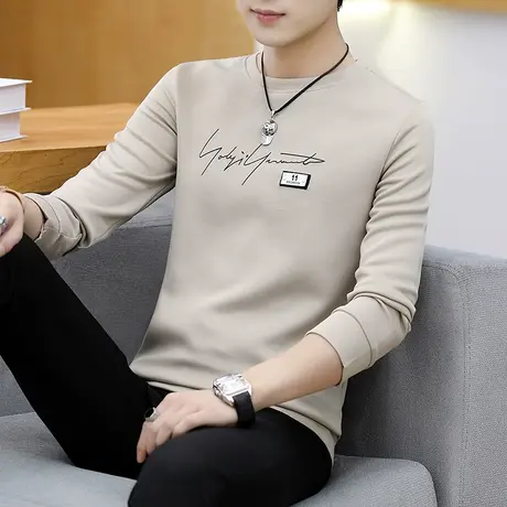 秋衣男t恤长袖秋装上衣内搭小衫秋冬加绒打底衫修身加厚保暖卫衣商品大图