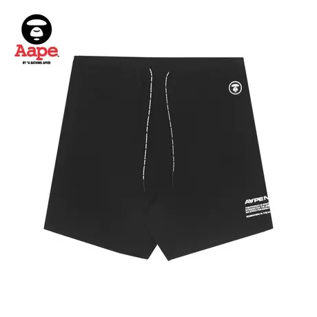 Aape旗舰店男装春夏纯色山系字母印花抽绳加薄绒休闲短裤6853XXI商品大图
