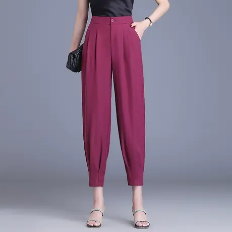 冰凉丝束脚裤哈伦裤女夏薄款2023新款宽松高腰显瘦九分休闲灯笼裤图片