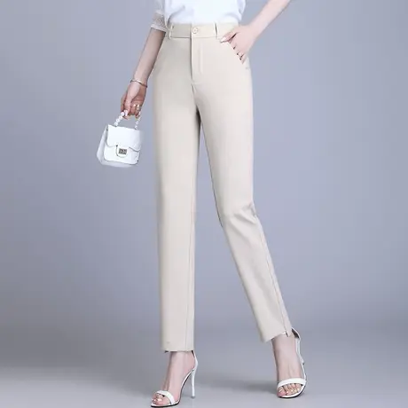 窄版直筒裤女显瘦修身高级百搭时尚洋气哈伦裤外穿夏季通勤休闲裤图片