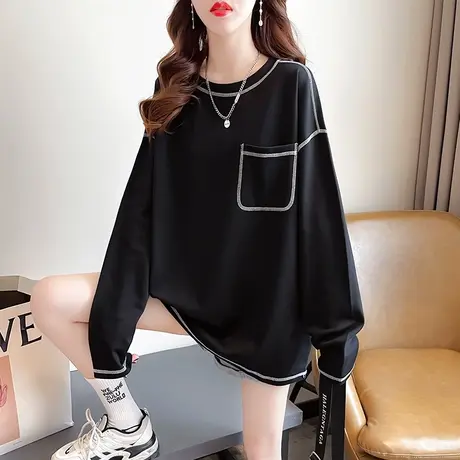 早秋设计感小众卫衣女春秋季韩版宽松薄款初秋小个子纯色上衣外套商品大图