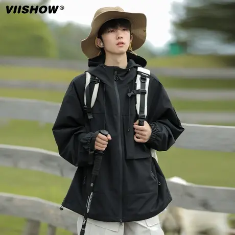 VIISHOW冲锋夹克外套男春秋户外爬山美式登山服潮牌高级感山系夹商品大图