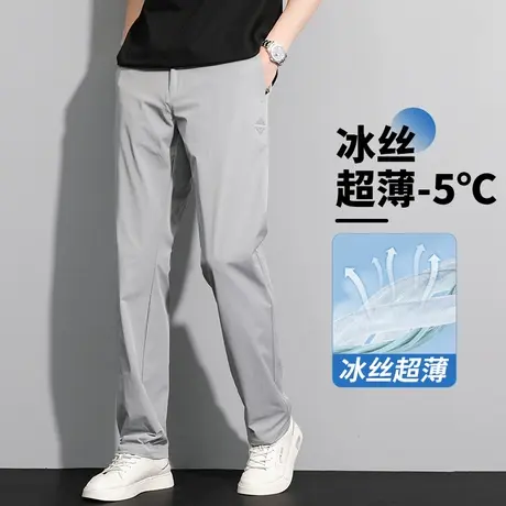 男士裤子夏款冰丝速干运动裤大码爸爸夏装裤子夏季薄款宽松休闲裤商品大图