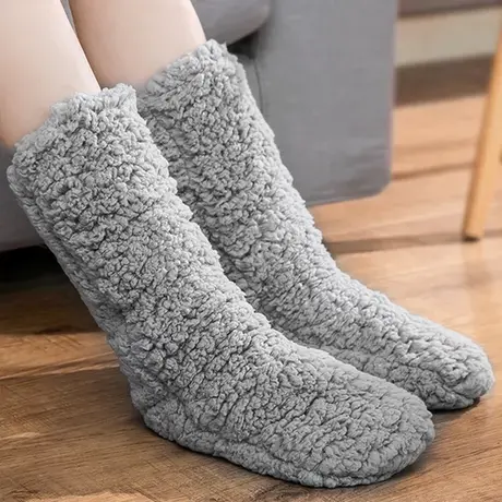 冬天暖脚袜子女加绒加厚珊瑚绒月子袜睡眠袜冬季雪地袜家居地板袜商品大图