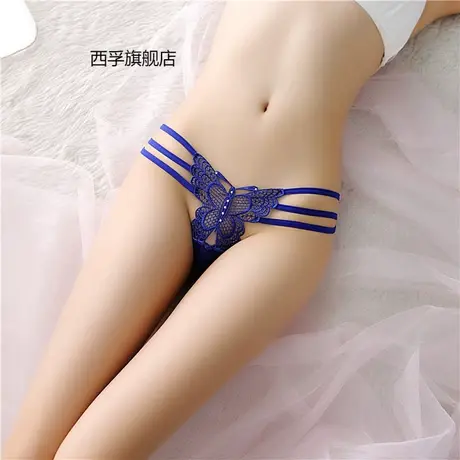 性感透明蝴蝶情趣内裤 女式时尚镂空诱惑细带蕾丝丁字裤女士9606图片
