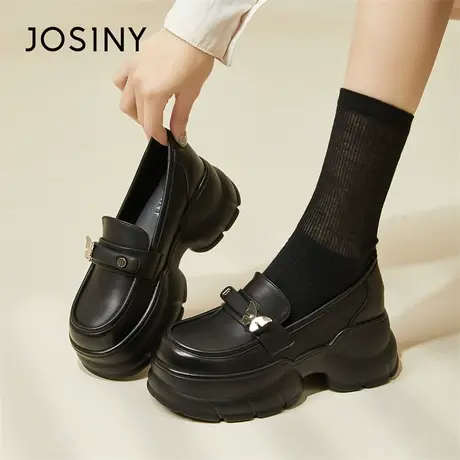 Josiny/卓诗尼英伦小皮鞋女款2024新款春季jk制服单鞋高跟乐福鞋商品大图