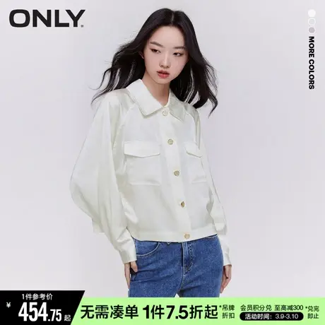 ONLY冬季薄款时尚气质插肩袖满印翻领外套女商品大图