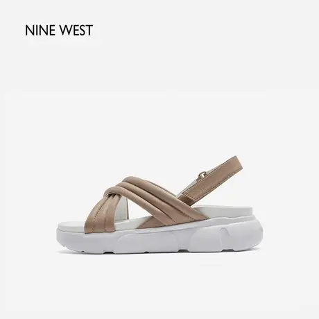 Nine West/玖熙时尚休闲凉鞋女夏季新款厚底交叉一字带后空软底图片