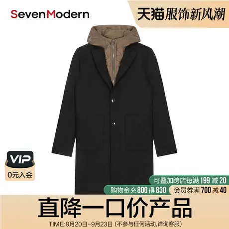 【清仓商场同款】柒牌奥莱男装潮SevenModern保暖中长款大衣风衣图片