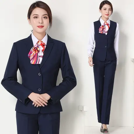 2023新款联通营业厅工作服女西服套装联通公司营业员工装制服裤子图片