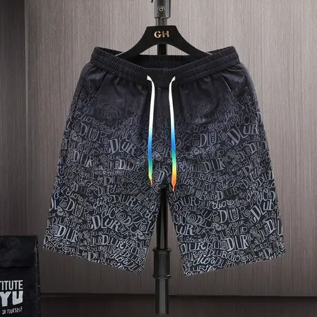 夏季短裤男士外穿薄款潮牌字母五分运动裤2023新款休闲宽松大裤衩商品大图