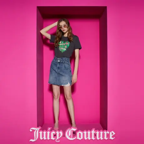Juicy Couture橘滋2023新款圆领爱3D撞色心型印花女短袖T恤商品大图