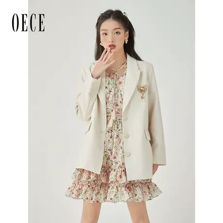 Oece复古设计感小西装外套2022秋季新款女高级感西服春秋图片