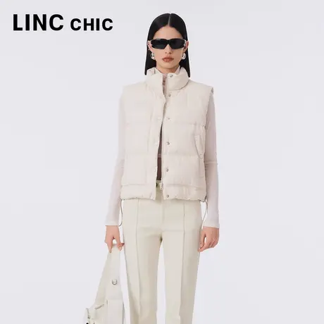 LINCCHIC金羽杰轻暖羽绒马甲女2023年秋季新款立领潮酷短款外套商品大图
