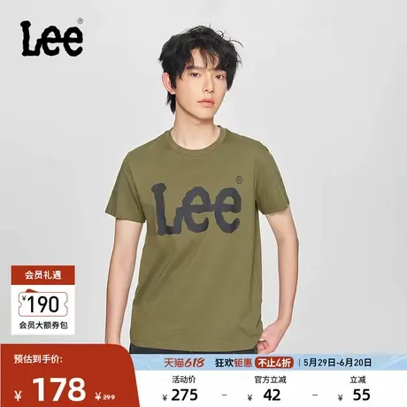 Lee商场同款25春夏新品标准版圆领Logo印花男短袖T恤LMT0104103RX商品大图