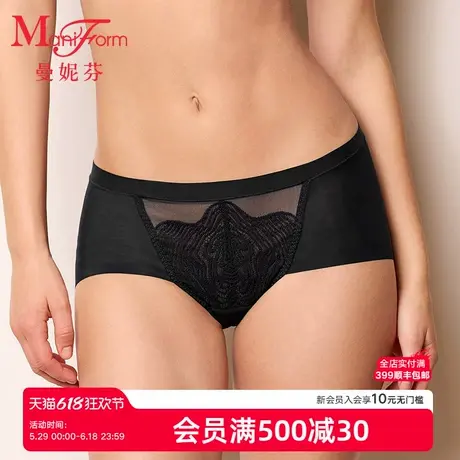曼妮芬2025夏性感蕾丝中低腰低角裤女士内裤全棉内裆底裤20640640商品大图