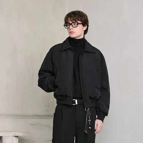 Lilbetter高密梭织飞行员夹克棉衣外套2024冬季新款短款保暖棉服图片