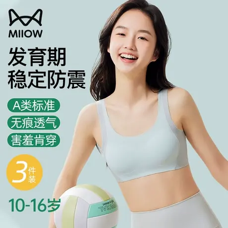 猫人少女初中女生内衣发育期固定杯高中生运动防震背心女大童文胸商品大图