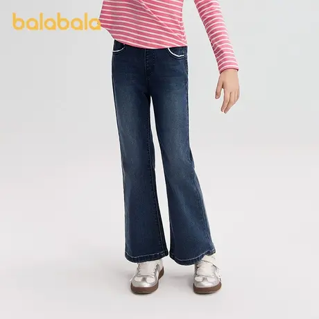 巴拉巴拉balaone儿童牛仔裤女童喇叭裤2025秋新款大童甜美长裤子商品大图